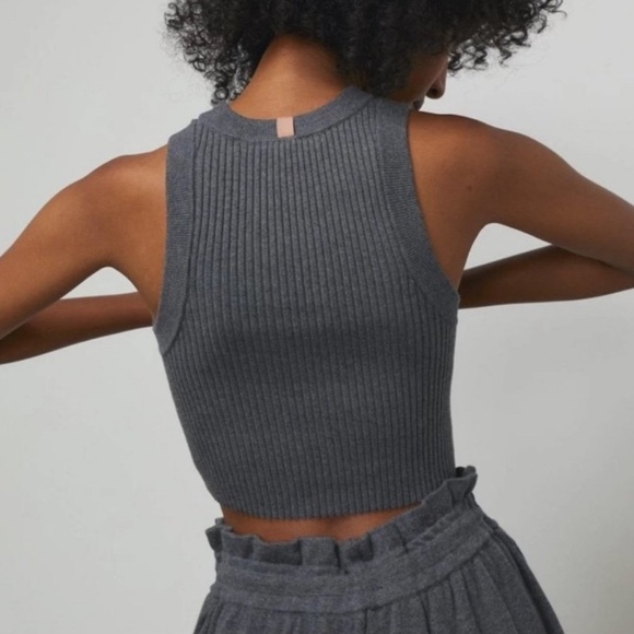 LUNYA Cozy Cotton Silk Crop Ribbed Tank Top Green Comfy Luxury Lounge  Summer - Picture 10 of 10